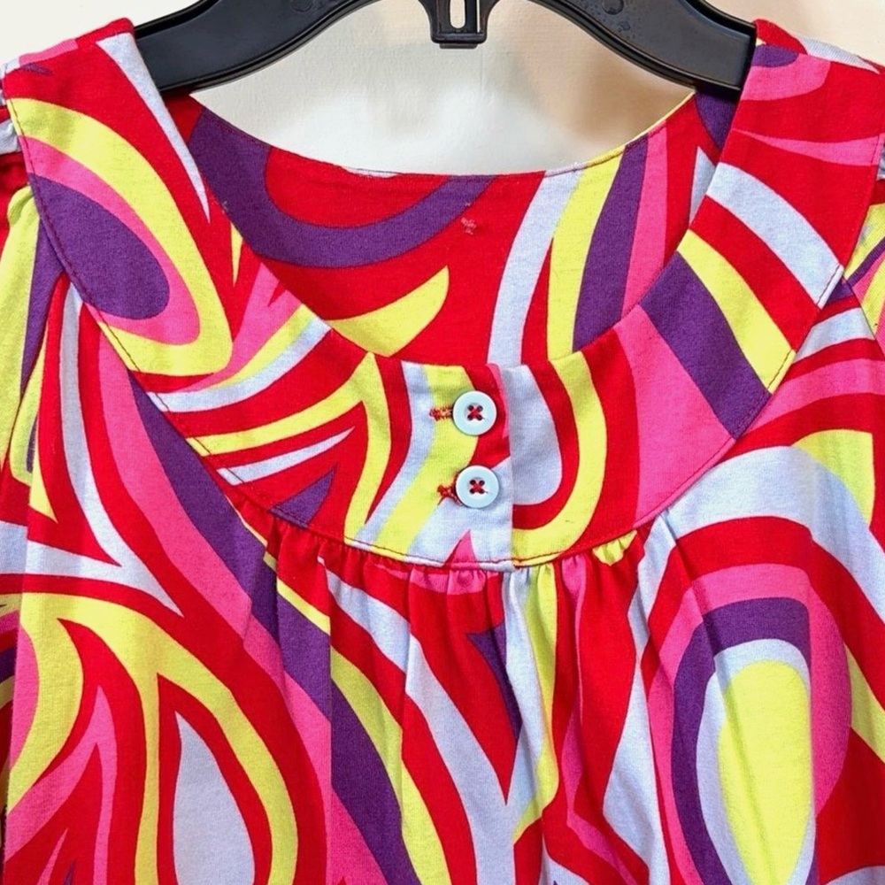 Hanna Andersson Girls Bright Retro Mod Swirl Cotton Dress Size 12 150 - Picture 3 of 12